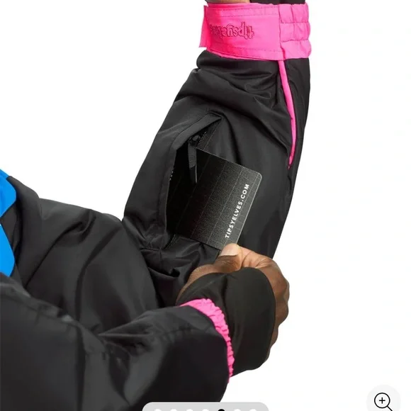 NWT TipsyElves Men’s Night Run Snow Suit in black, blue and pink - Picture 5 of 11